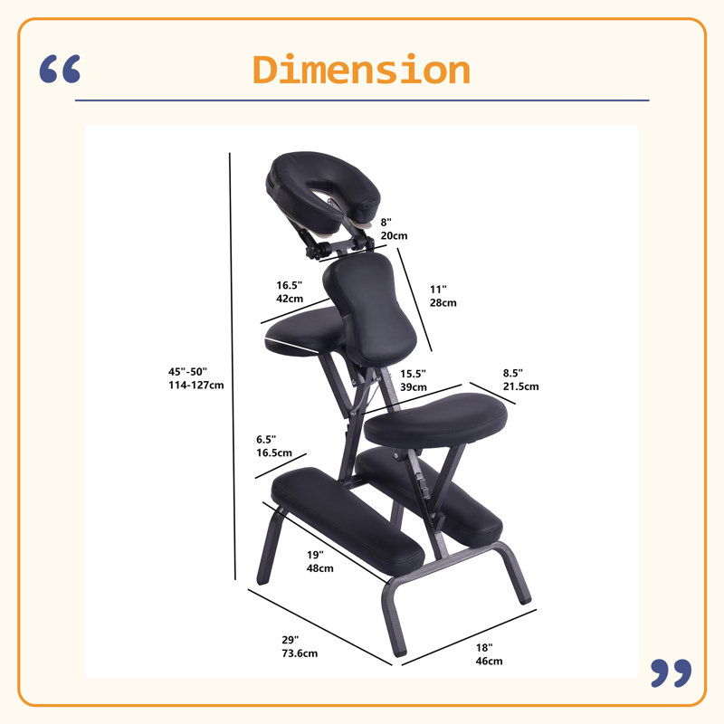 Fauteuil de massage portatif facile à assembler pour tatouer et spa avec berceau réglable avec sac de transport facile à assembler, idéal pour une utilisation en salon