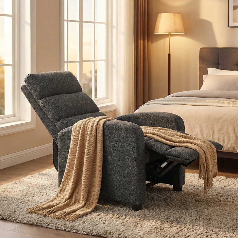 Fauteuil inclinable manuel rembourré 19 po, Gris foncé