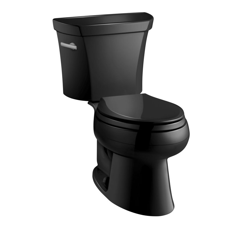Wellworth® 1.28 GPF Water Efficient Elongated Two-Piece Toilet (Seat Not Included), Black Black, Left-Hand