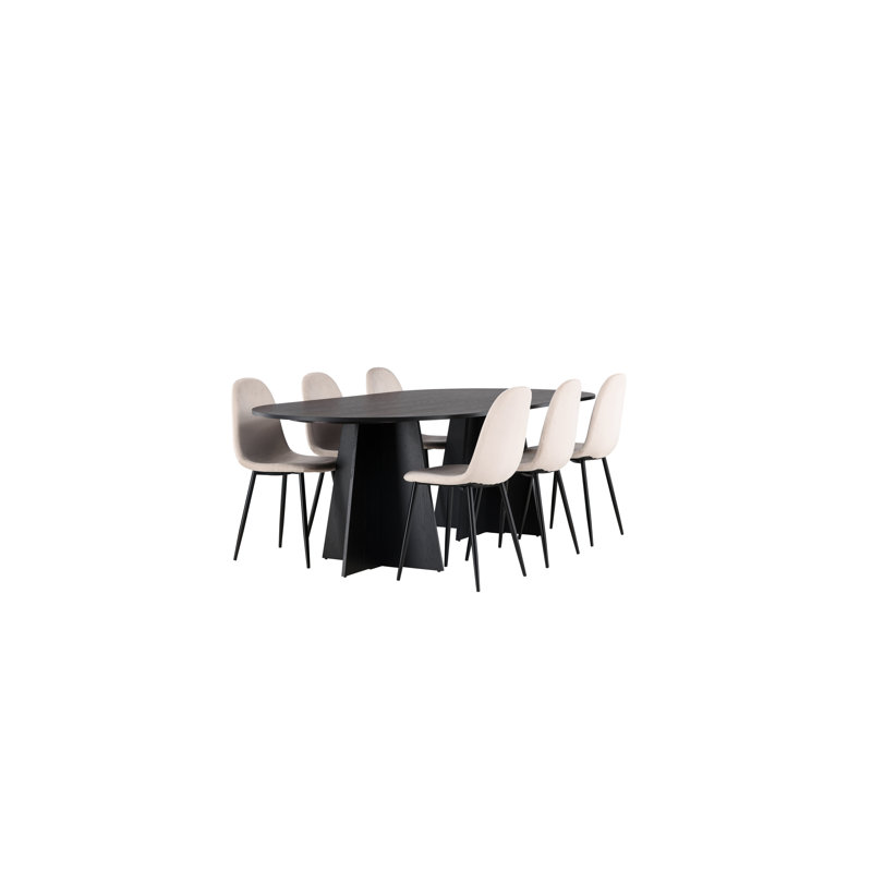 Moskell 6 - Person Dining Set, Beige, Beige