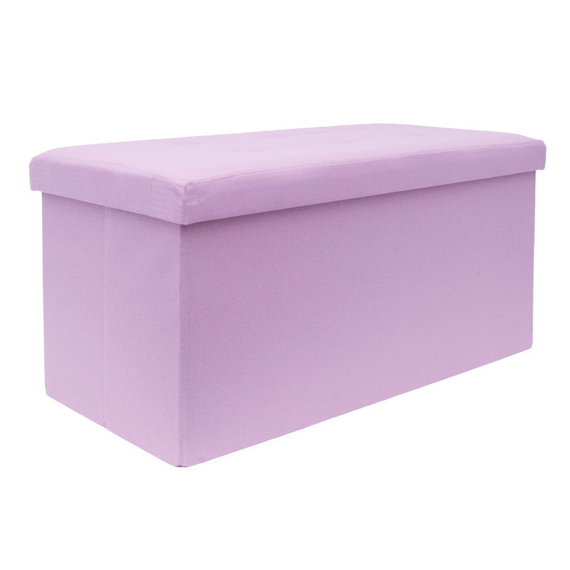Espedito 78cm Wide Rectangle Solid Colour Ottoman with Storage, Purple