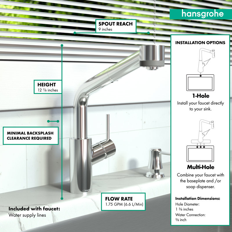 Talis S Pull Out Touch Single Handle Kitchen Faucet, Chrome