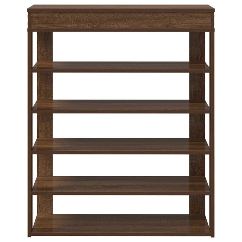 Shoe Rack 80X30x98 Cm Engineered Wood, 98cm H x 60cm W x 30cm D, Brown Oak