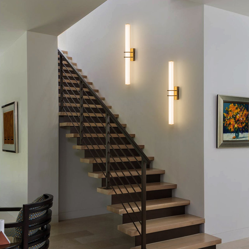 Dimmable Modern Linear Integrated LED Wall Sconce, Brass