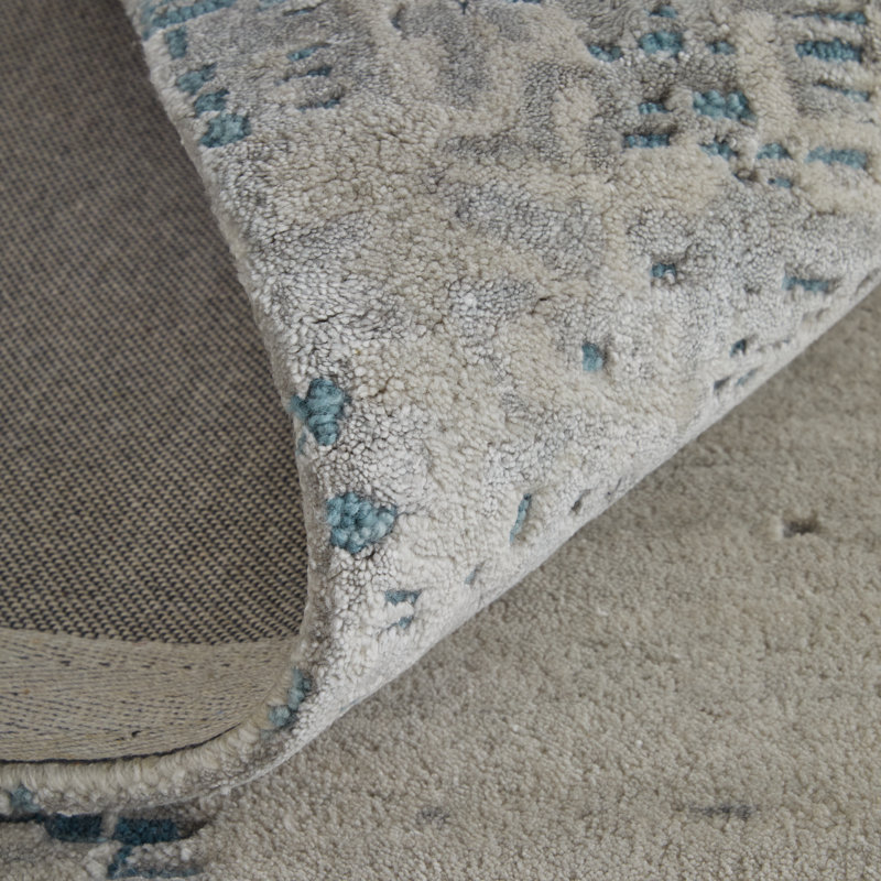 Zarah Hand Tufted Abstract Area Rug, Rectangle 12' x 15', Gray/Taupe/Blue
