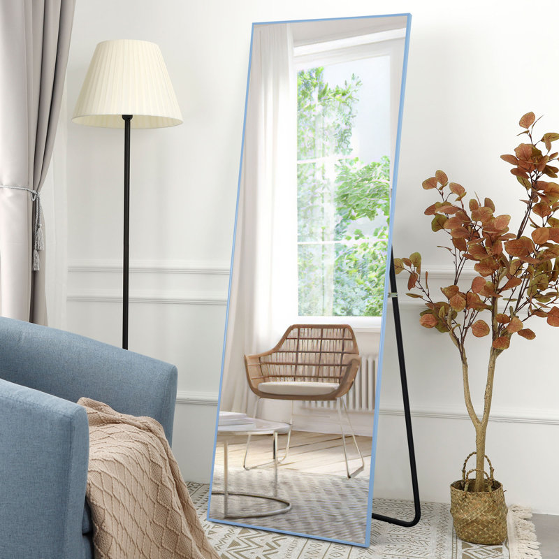 Miroir sur pied Koudia, Bleu, 64 po x 21 po