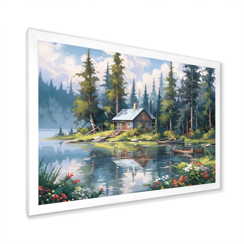 Rustic Refuge Lakehouse I sur impression sur toile, H 34 po x l 44 po x P 1,5 po, Cadre simple blanc