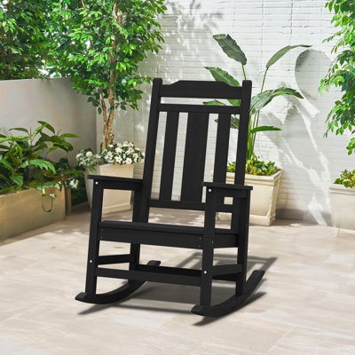 Wolak Oversized High  Density Polyethylene Rocking Adirondack Chair