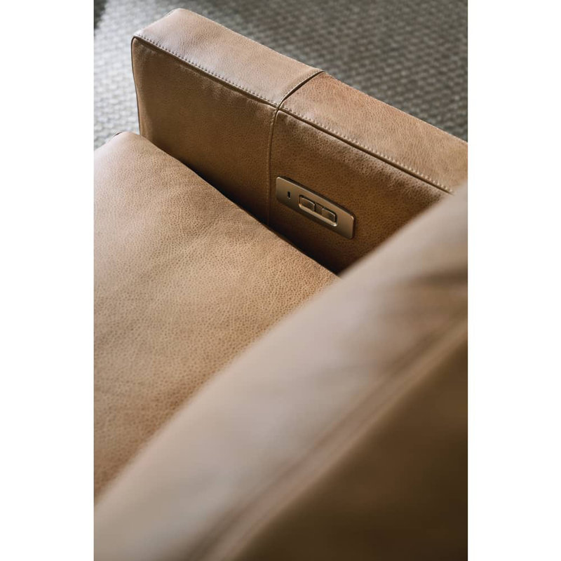 Sylvie Leather Zero Wall Power Recliner, Medium Wood