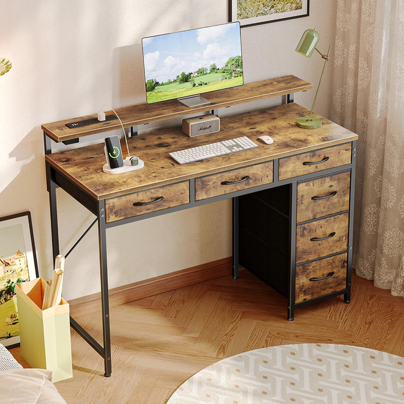 Bureau de jeu avec 6 tiroirs, bureau d'ordinateur avec lumières DEL ...