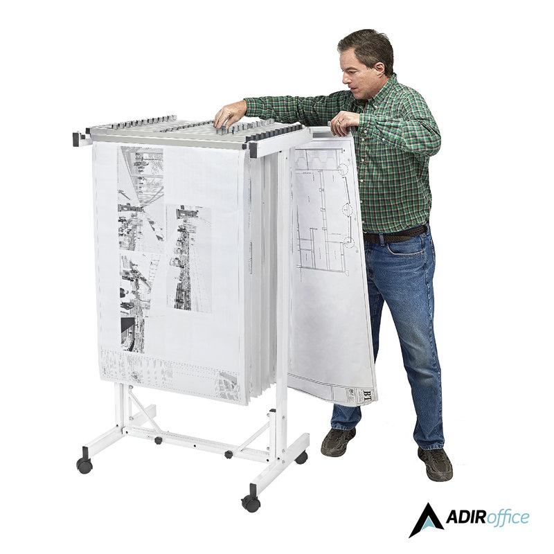 Gray Expandable Mobile Blueprint Plan Center with Steel Frame