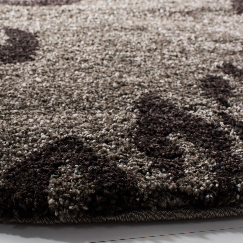 Tapis performance à poil long à motif floral Chanhassen, Rond 6 pi 7 po