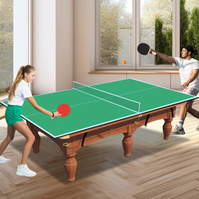 8.5Ft Mid-Size Ping Pong Conversion Top Foldable & Portable Table Tennis Table Top For Indoor Games