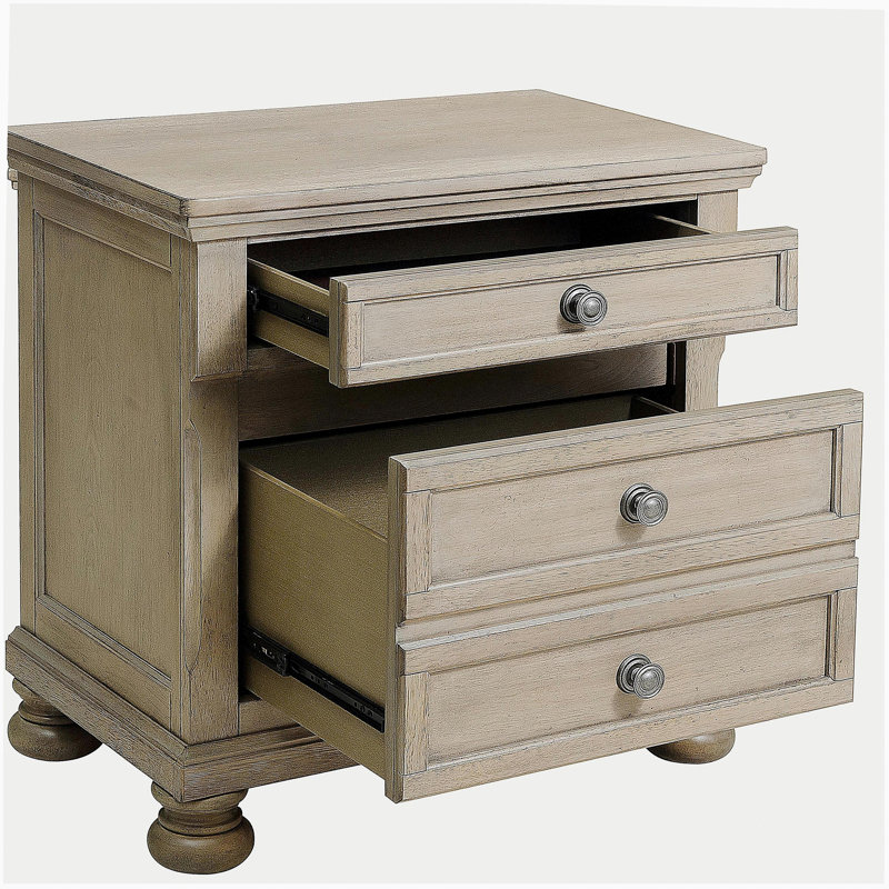 Table de chevet transitionnelle pour chambre à coucher avec tiroir dissimulé, Gris