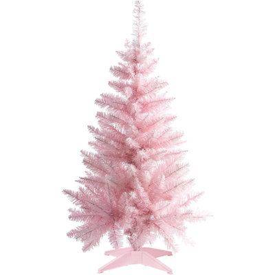 3FT Mini Christmas Tree, 160 PVC Branch Tips, Cherry Blossom Pink, Battery Operated