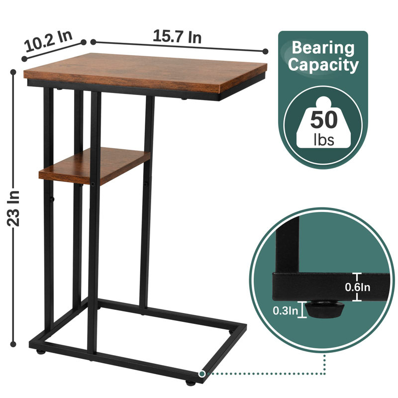 Table de bout avec rangement Creslow, Brun, Noir