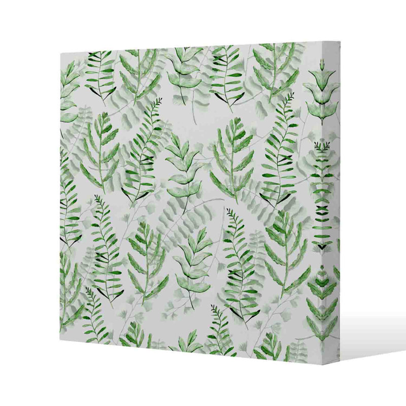 Green Fern Watercolour 1 Piece Wrapped Canvas Wall Art, 121cm H x 121cm W x 4cm D