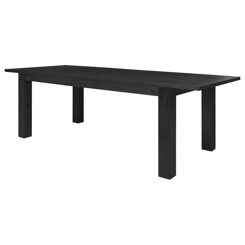 Bozrah Extendable Acacia Solid Wood Dining Table, Brushed Black