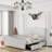 Upholstered Platform Storage Bed Frame With Galaxy Projector, 4 Dustproof Storage Drawers, Adjustable Vintage Nailhead Trim Headboard-321038625-321038626