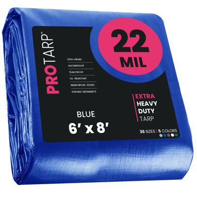 6 ft. x 8 ft. 22 Mil Heavy Duty Polyethylene Tarp, Waterproof, UV Resistant