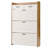Two Drawers, Three-Fold Doors, Large Storage Shoe Cabinet, White-563239252