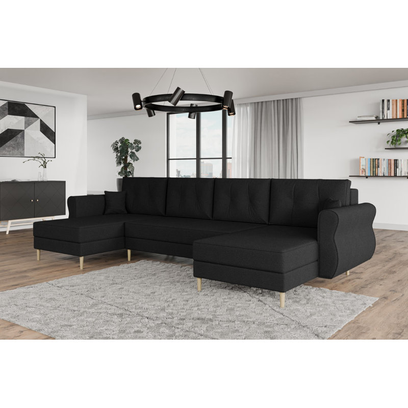 Spanos 5 Seater Corner Sofa , Black - NowOrNever100