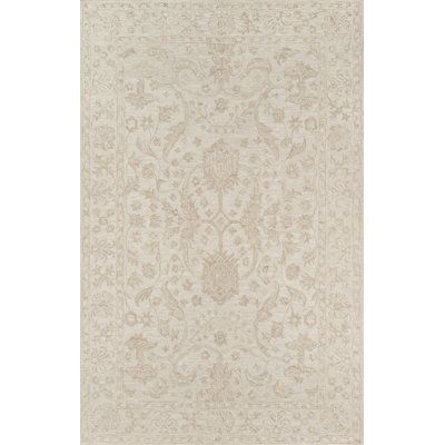 Cece Beige Hand-Tufted Wool Floral Rug