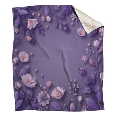 Purple Floral Border Blankets