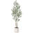 72" Faux Olive Tree in White Planter, Lifelike Fake Olive Plant for Indoor and Outdoor Decor-107834265