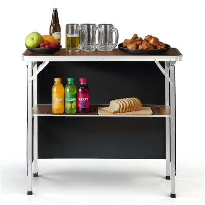 Table de bar pliante portative pour patio avec tablette