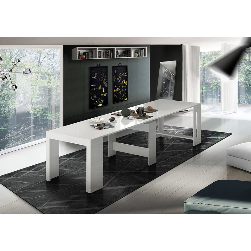 Whittman Extendable Dining Table, Glossy White