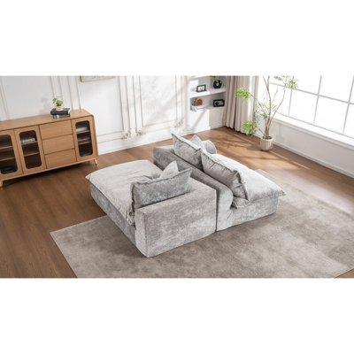 Spacious Modern Sofas With Chenille, L-shape Chaise For Home Comfort
