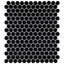 Metro Penny Glossy Black 9-3/4" x 11-1/2" Porcelain Mosaic Floor and Wall Tile