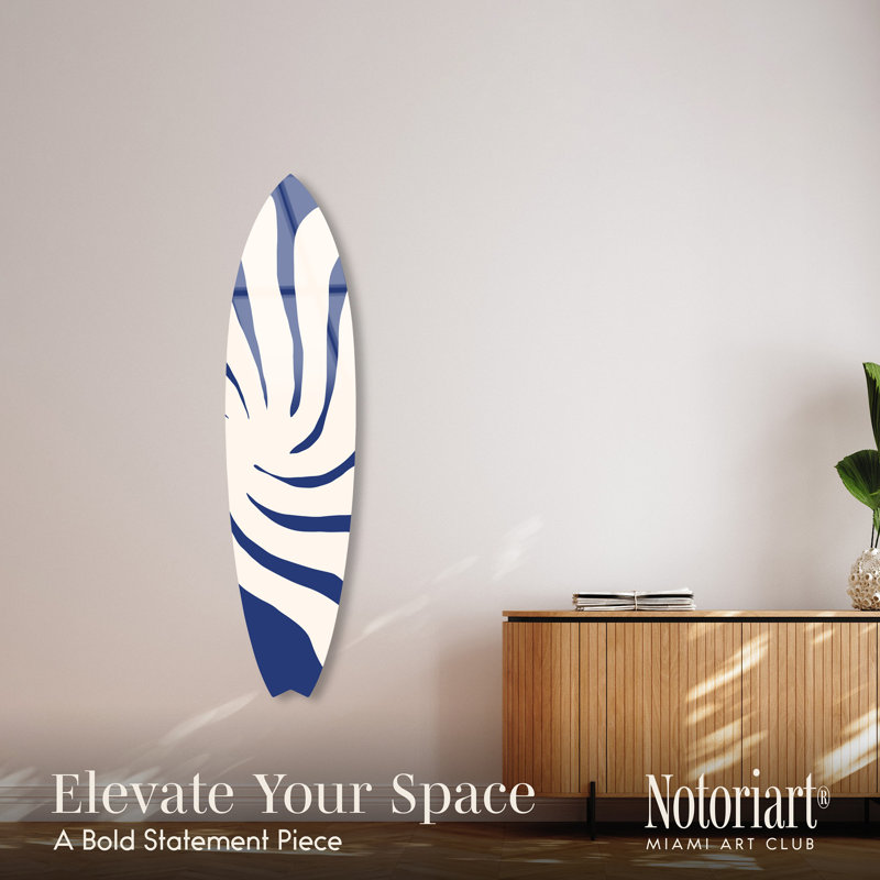 Abstrait floral abstrait, planche de surf, acrylique, art mural côtier par Notoriart