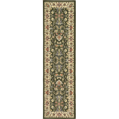 Tapis vert à motif floral Hanan
