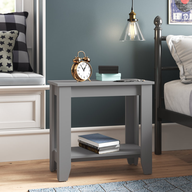 Weddel Basilico End Table with Storage, Cool Gray