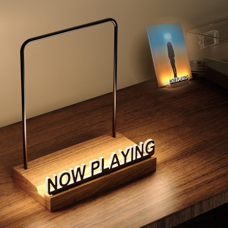 Présentoir en vinyle Now Play, lettres noires