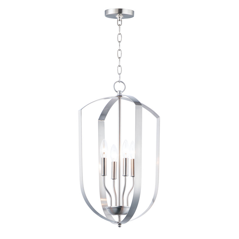 Lustre géométrique unique à 4 lumières Albano, Nickel satiné