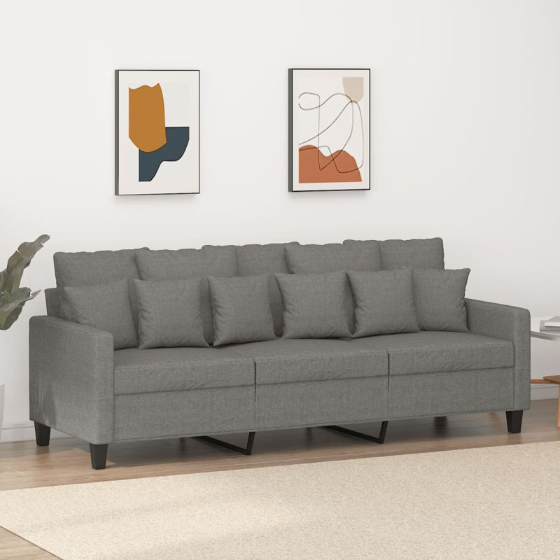 Chaise rembourrée avec accoudoirs Laspreth, 100 % polyester gris foncé, H 31,5 po x l 78 po x P 30,3 po