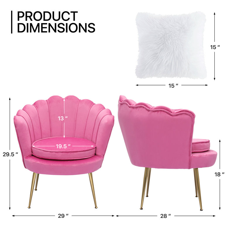 Pink Velvet Barrel Accent Chair with Golden Metal Legs