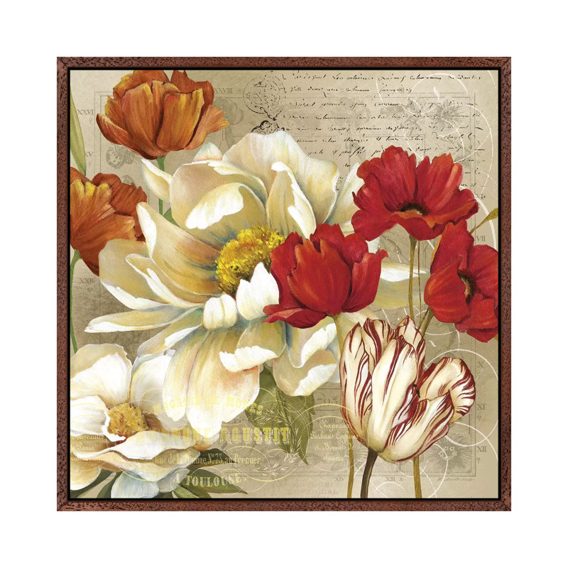 Jardin II by Carol Robinson - Painting on Canvas, Classic Brown Wood Framed, 45.72 cm H x 45.72 cm W