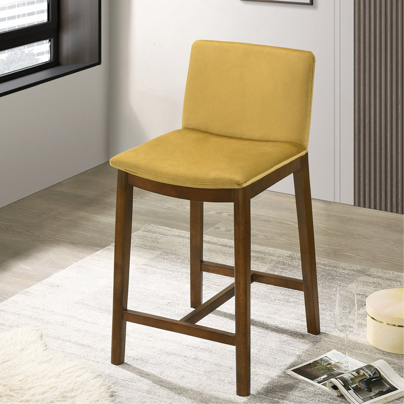 Shannon Counter Chair In Dark Yellow Velvet, Yellow 