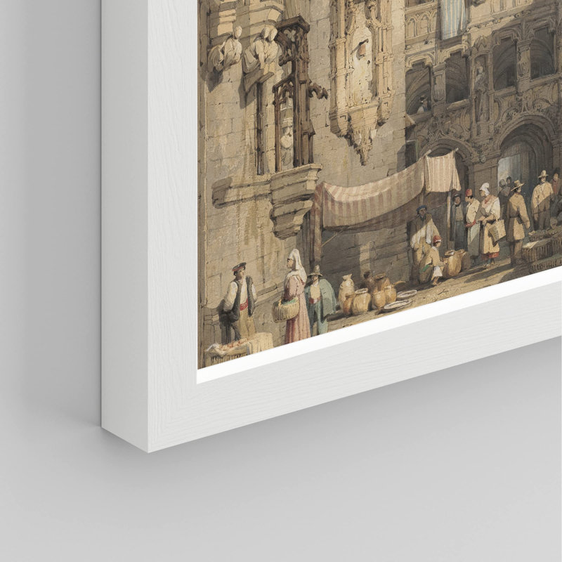«Vintage Cathedral Church Cityscape» sur papier, Blanc, H 10 po x l 8 po