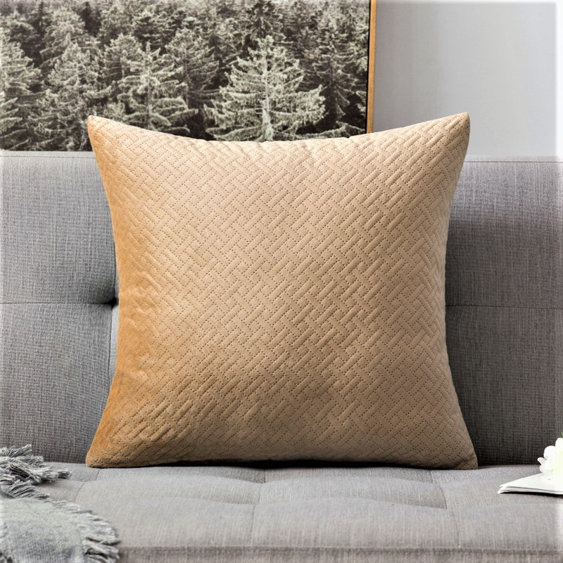 Housse de coussin carré en velours , Beige