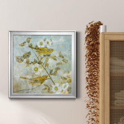 Aviaire dans le jardin I - Peinture sur toile encadrée