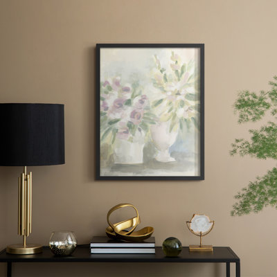 «Faded Floral Fresco II», reproduction encadrée - bois massif