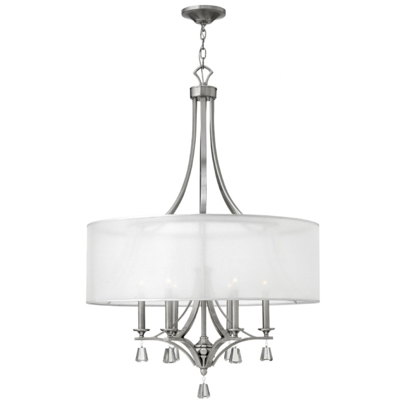 Mime 6 - Light Dimmable Drum Chandelier, Brushed Nickel