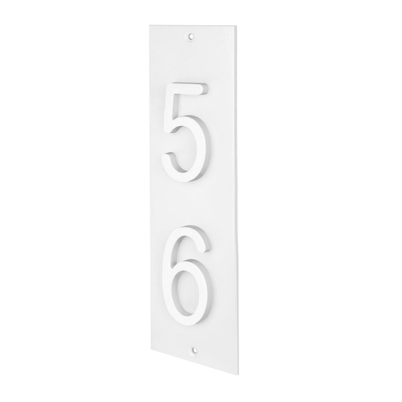 Plaque d'adresse verticale en aluminium Royal Shade, Blanc, Oui, Blanc