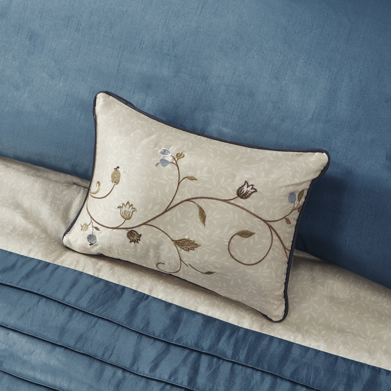 Navy and Beige Reversible California King 7-Piece Bedspread Set