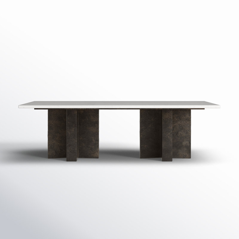Terrell Marble Coffee Table, Polished White Marble